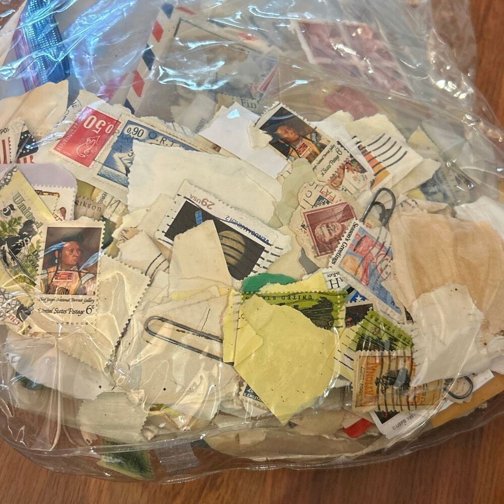 Unsorted Vintage stamp collection over 1000 stamps +1960s to 2000s used